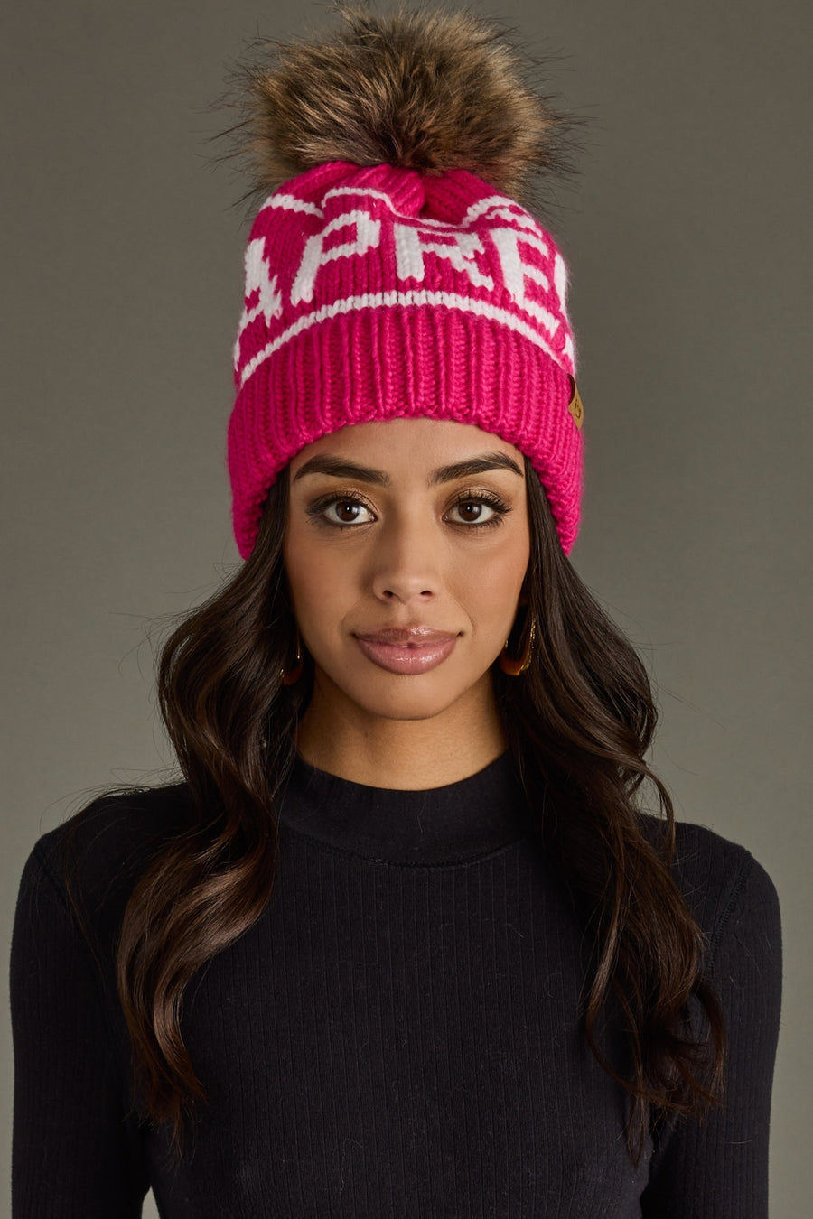 APRES pom hat pink/white