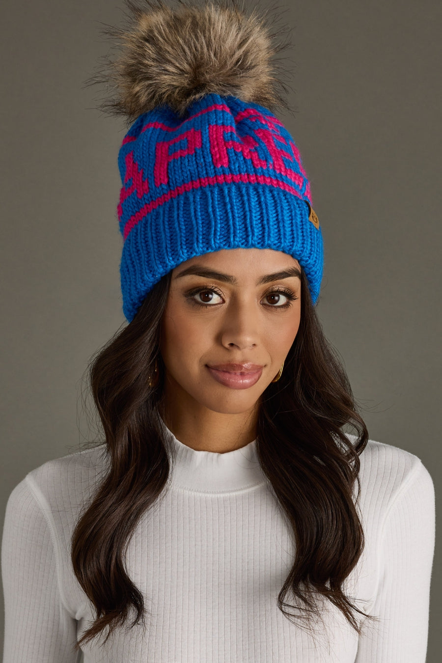 APRES Pom Hat Royal Blue/Pink