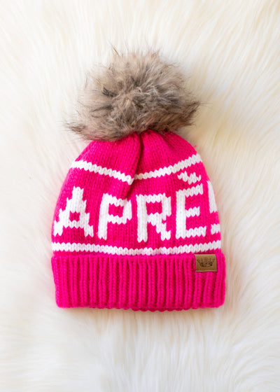 APRES pom hat pink/white