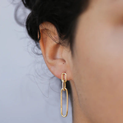 Pave Link Drop Earring