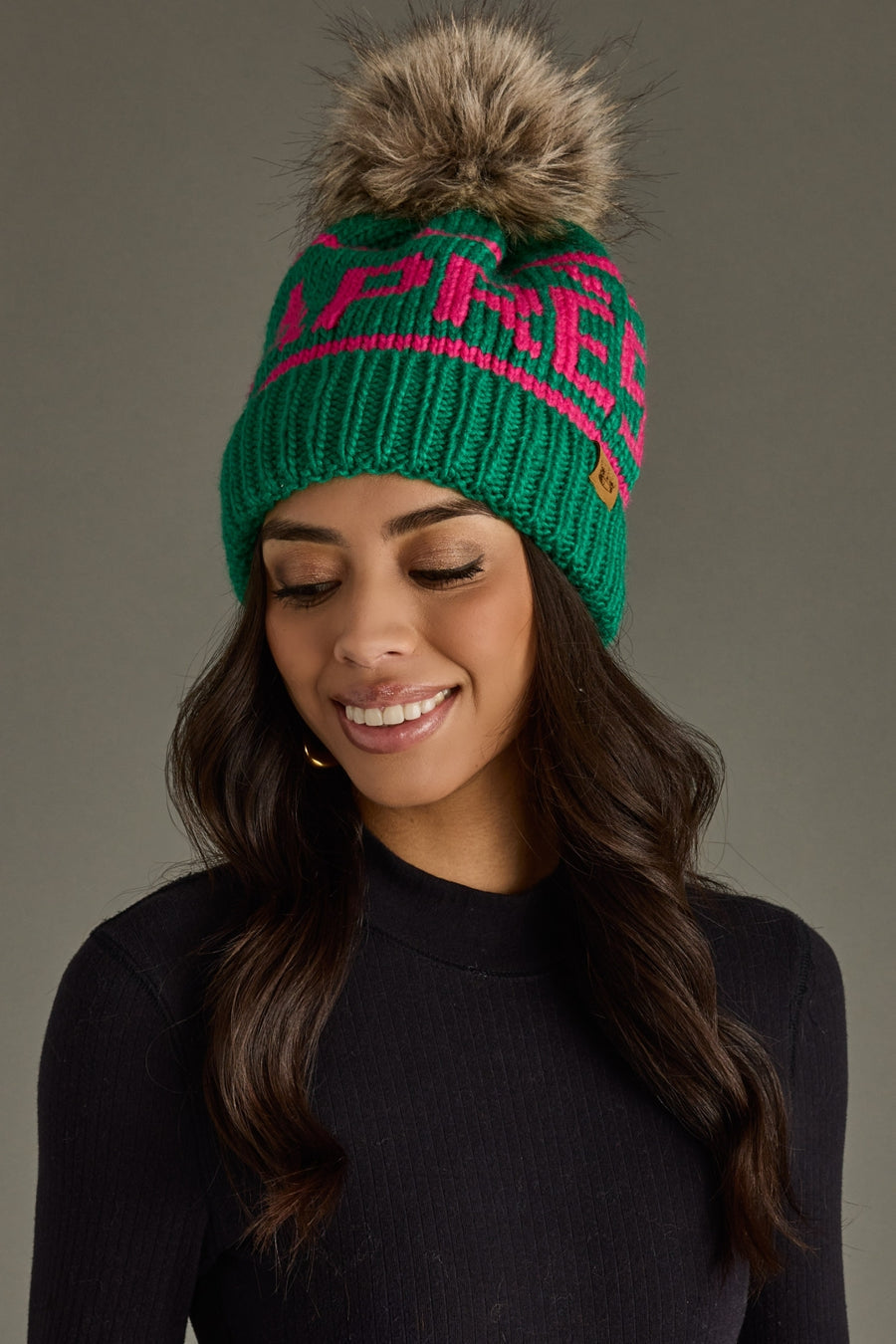 APRES Pom Hat Green/Pink