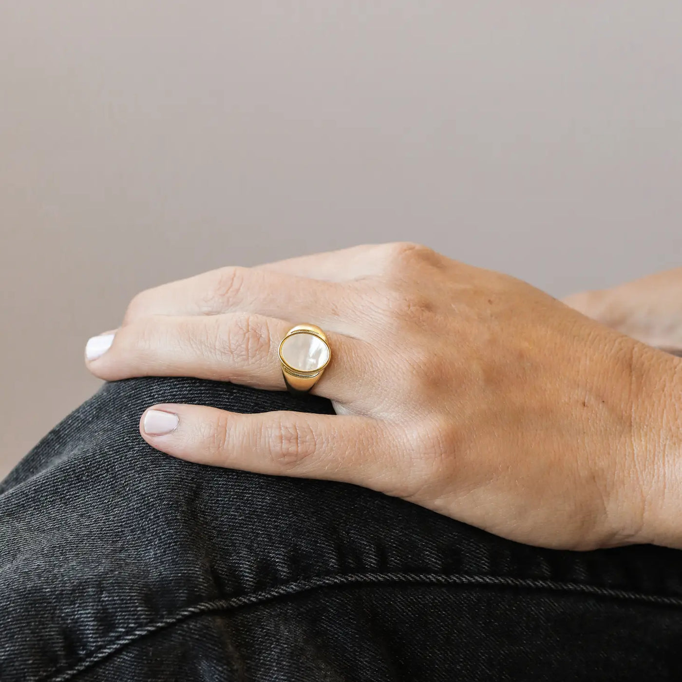 Mother of Pearl Signet Ring