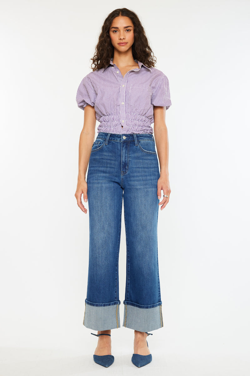 Delilah HR Crop Wide Leg Jeans