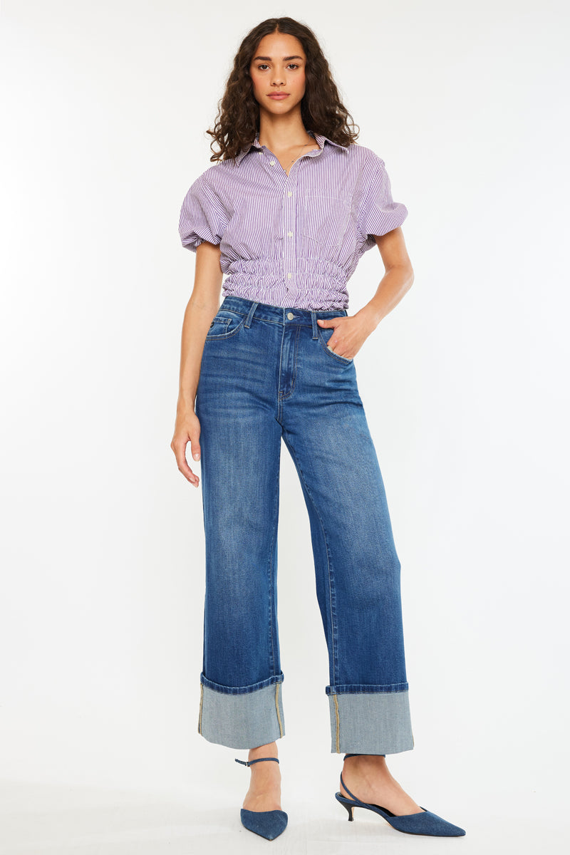 Delilah HR Crop Wide Leg Jeans