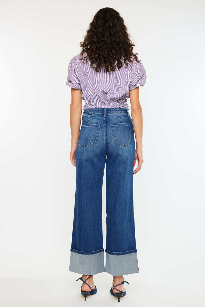 Delilah HR Crop Wide Leg Jeans