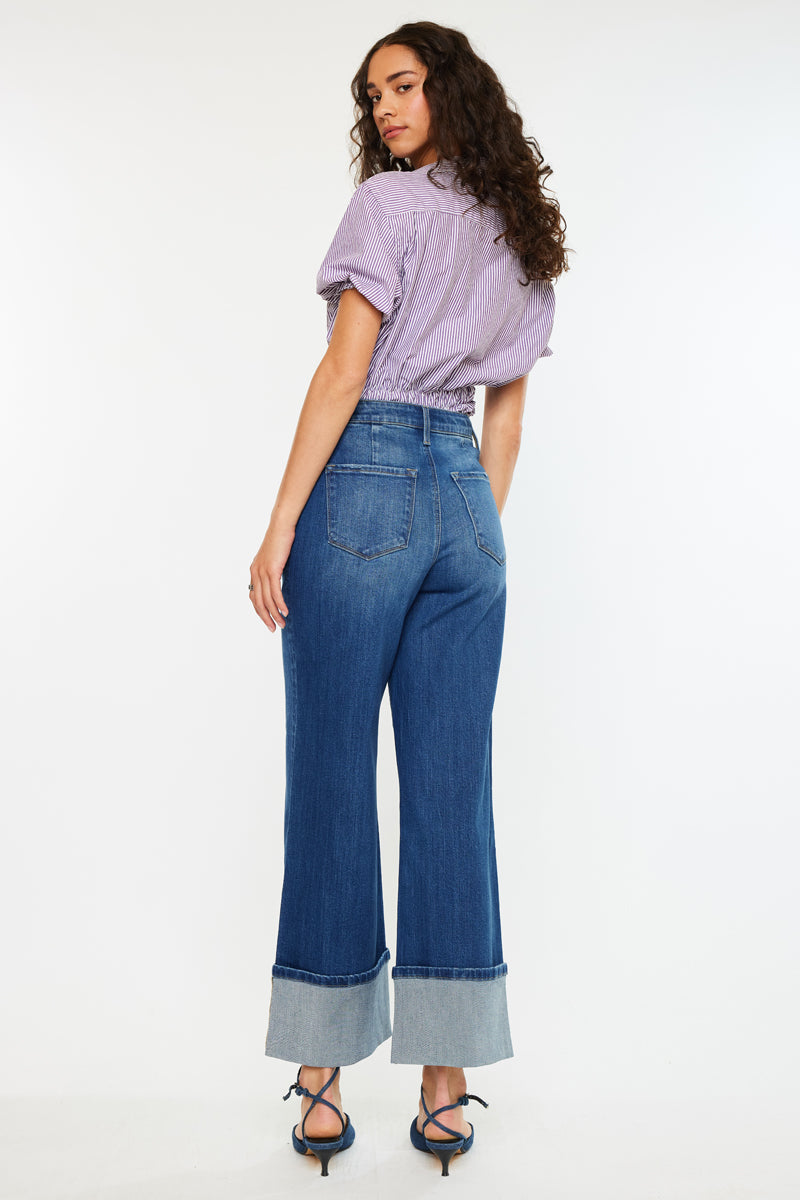 Delilah HR Crop Wide Leg Jeans