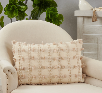 Fringe Striped Pillow