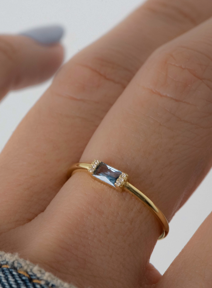 Aquamarine Baguette Ring