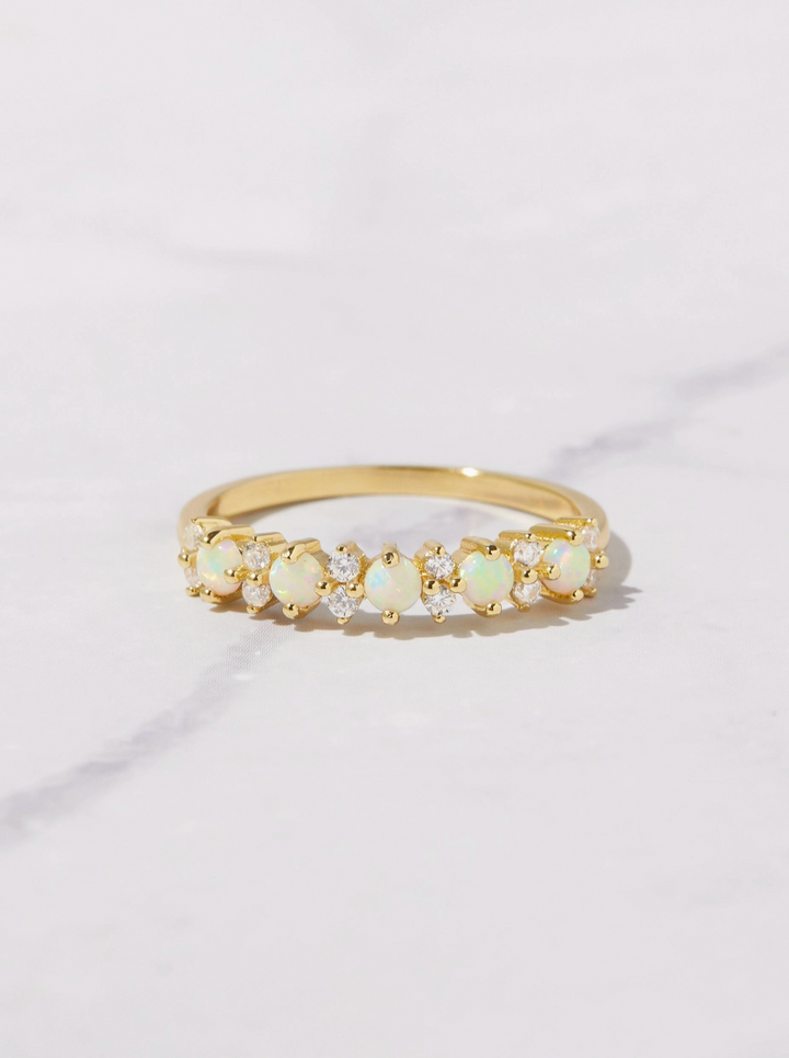 Opal + CZ Ring