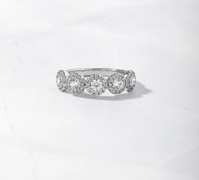 5 Stone Halo Ring