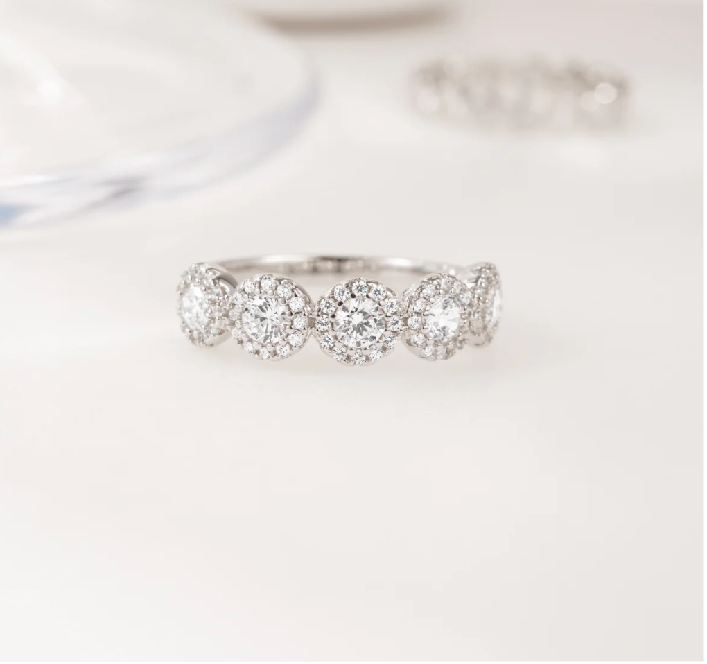 5 Stone Halo Ring