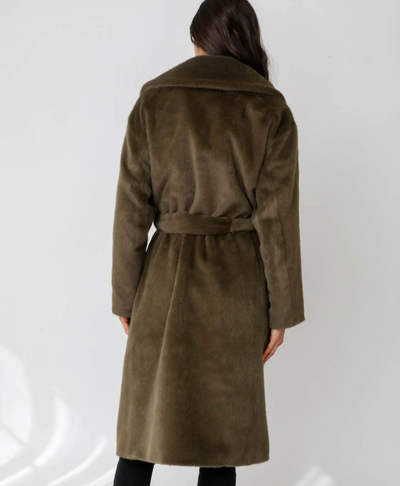 Olive Faux Mink Coat