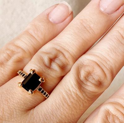 Black Solitaire Ring
