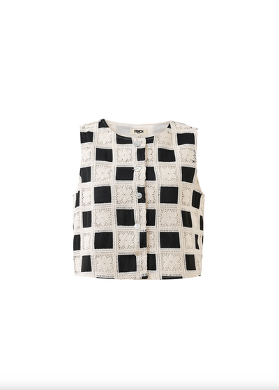 Ava Checkered Floral Vest