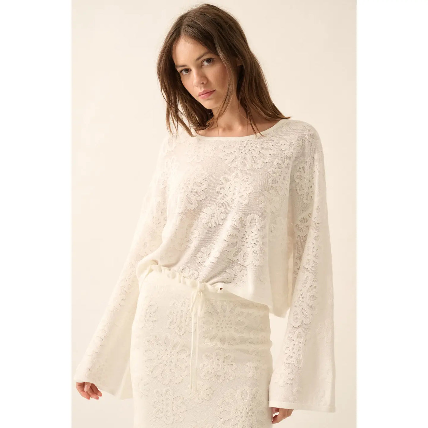 Aurelia Cropped Bell-Sleeve Sweater