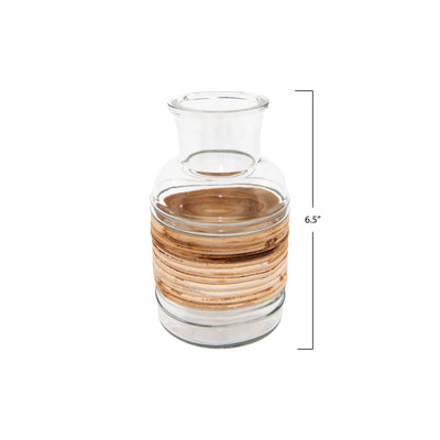 Rattan Wrapped Glass Vase