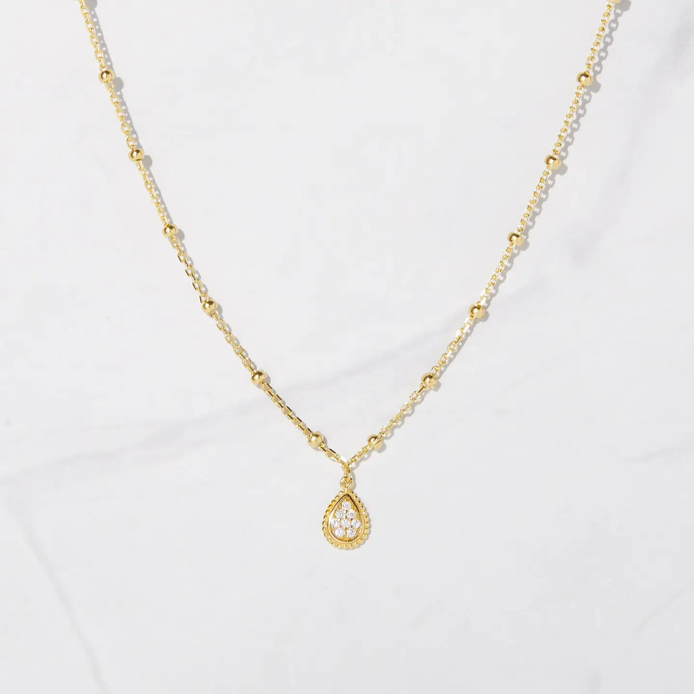 Beaded Tear Drop Neclace