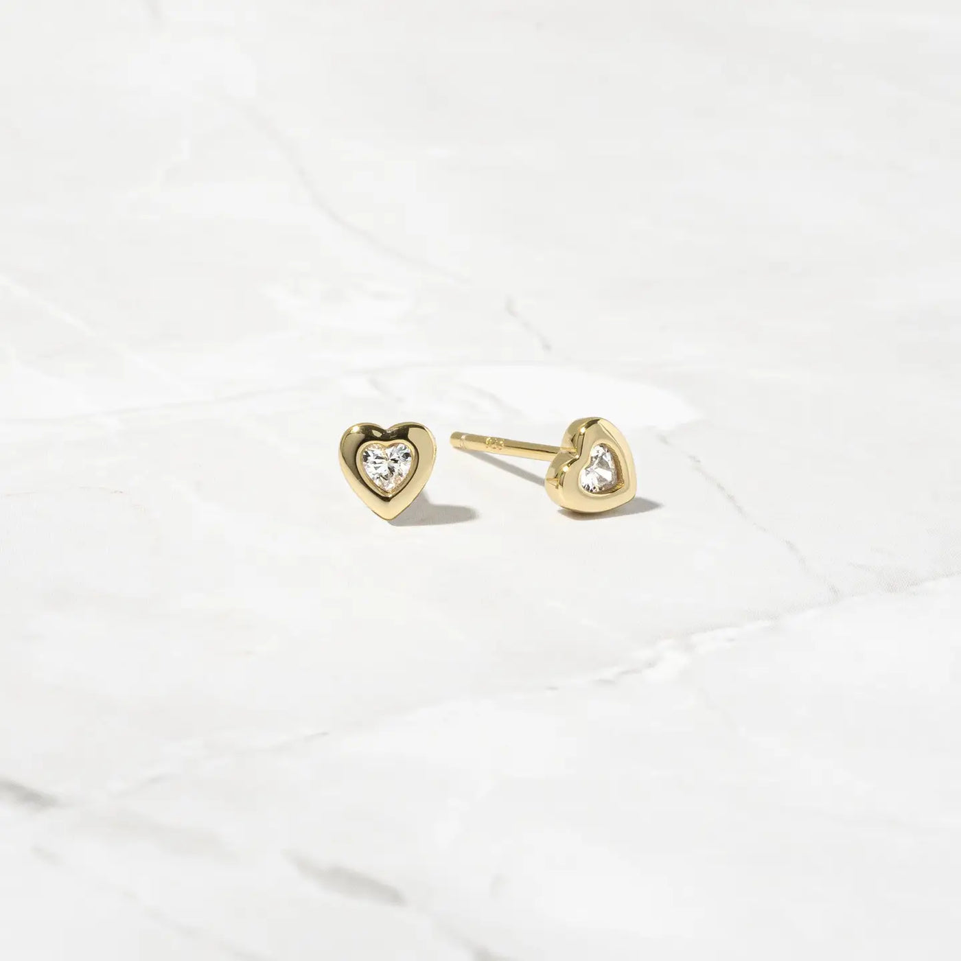 Bezel Heart Studs