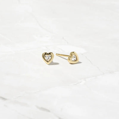 Bezel Heart Studs