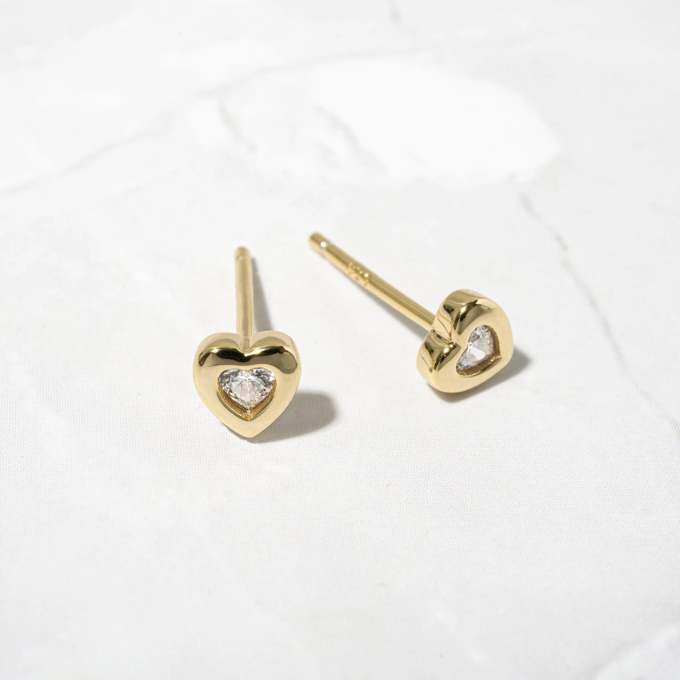 Bezel Heart Studs