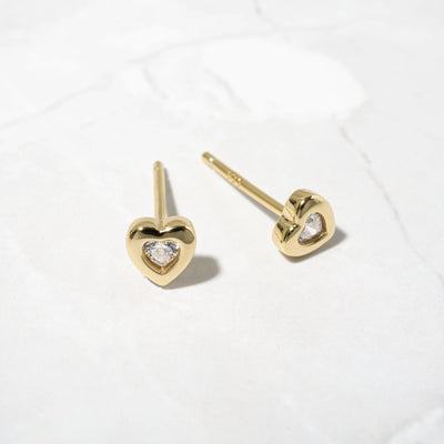 Bezel Heart Studs