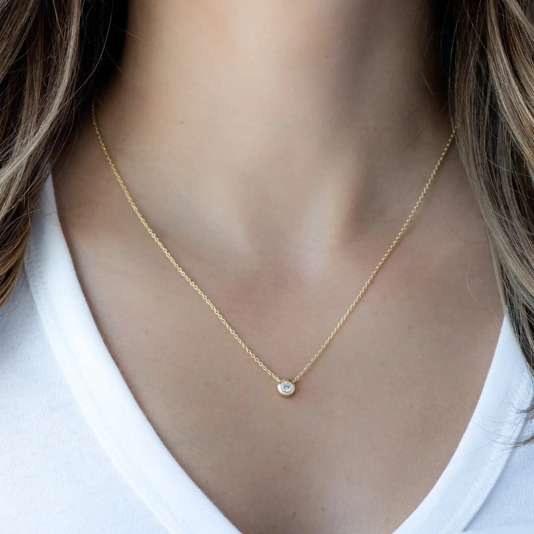 Dainty Bezel Solitare Necklace