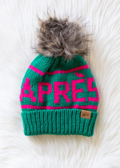 APRES Pom Hat Green/Pink