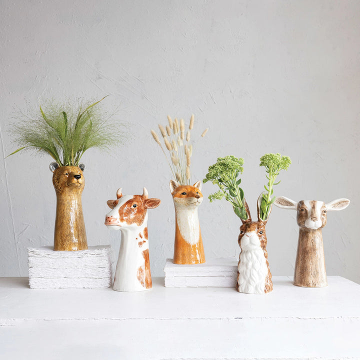 Hand Painted Fox Vase