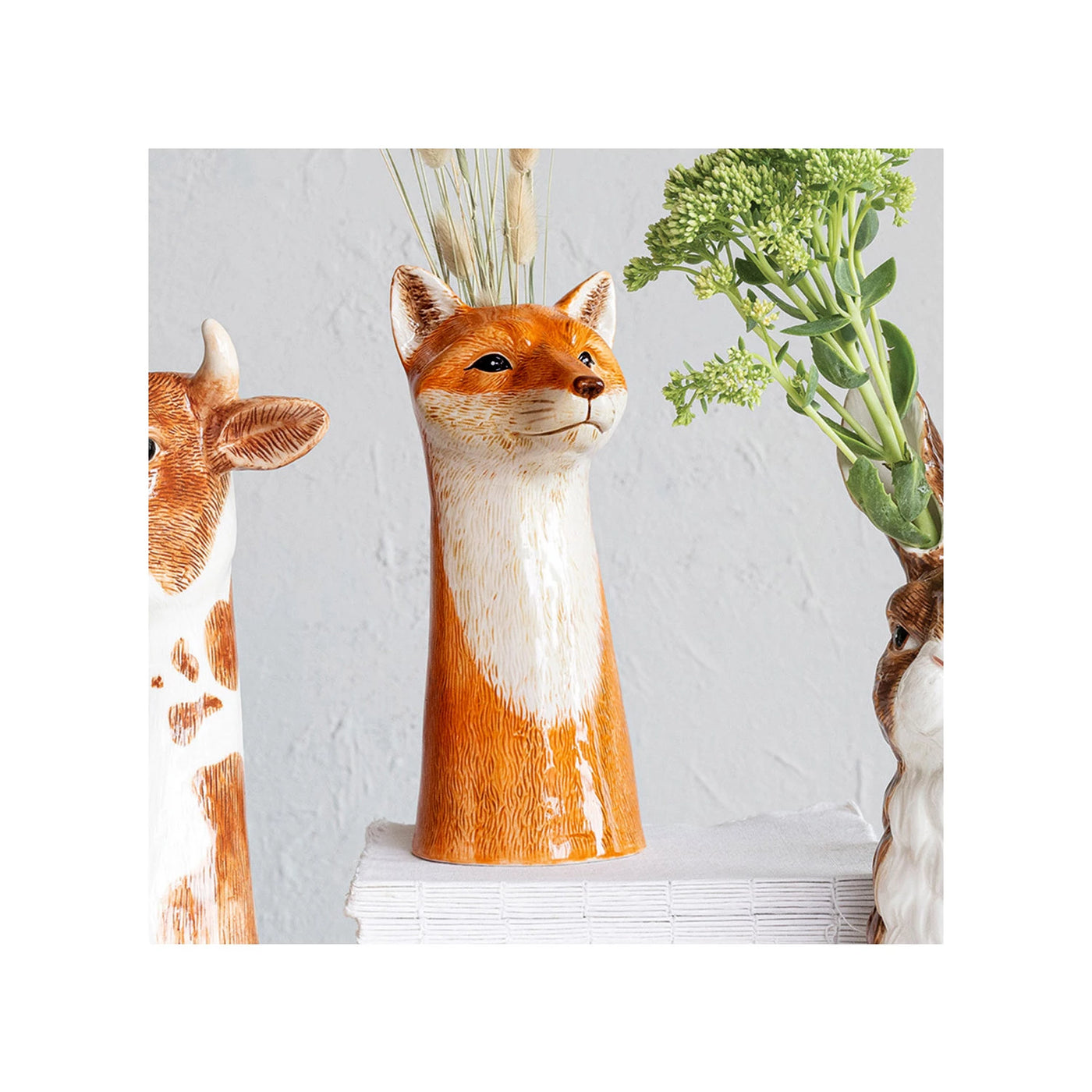 Hand Painted Fox Vase