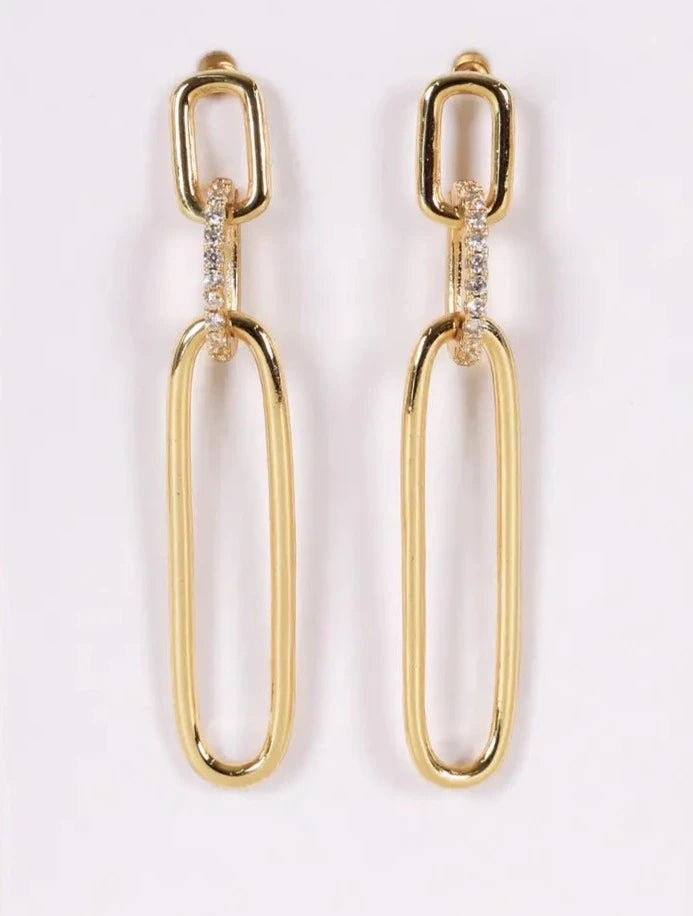 Pave Link Drop Earring
