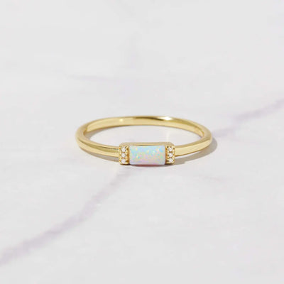 Opal Baguette Solitare Ring