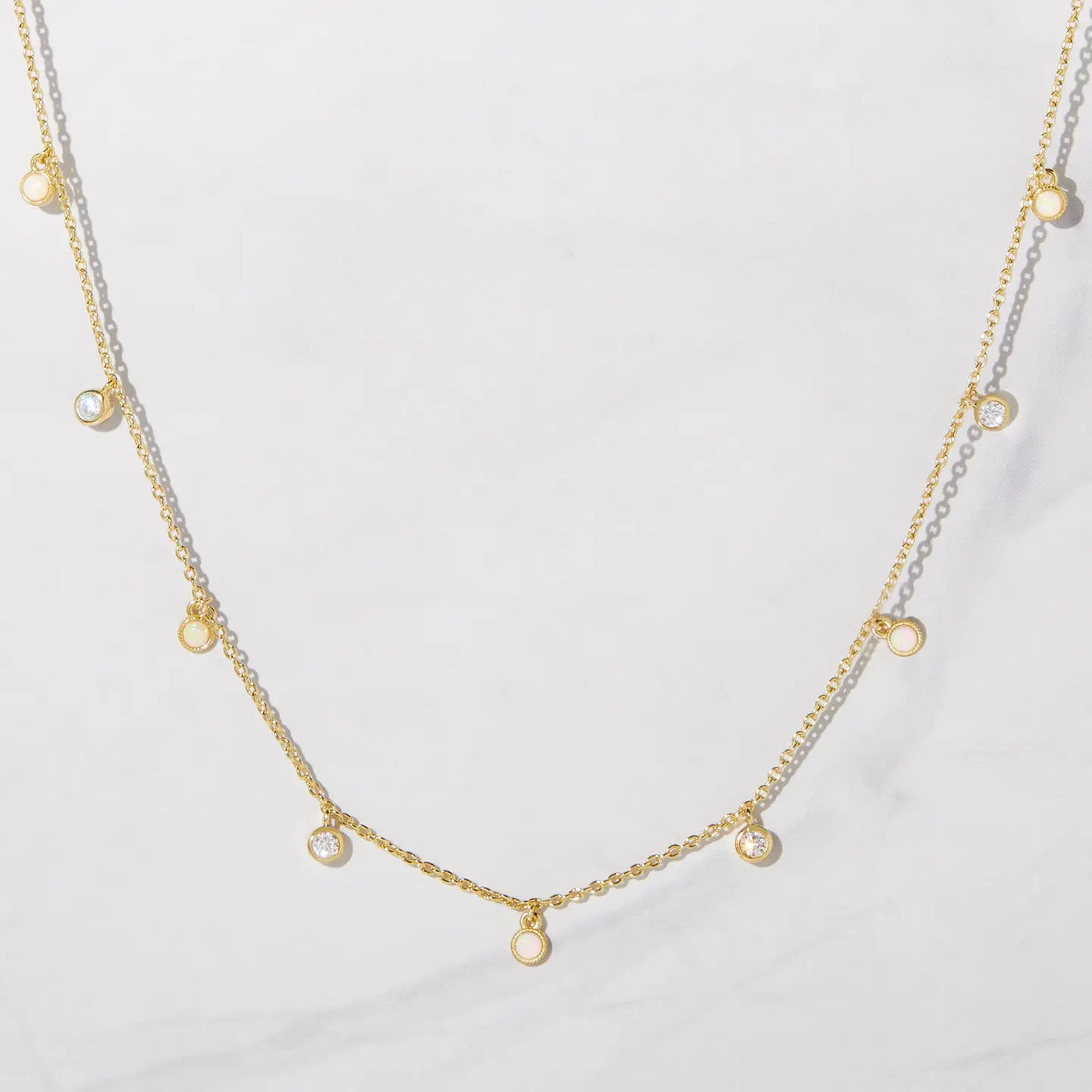 Opal & CZ Station Necklace