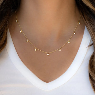 Opal & CZ Station Necklace